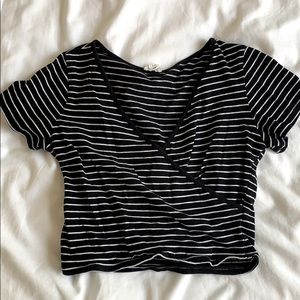 Garage striped wrap crop top